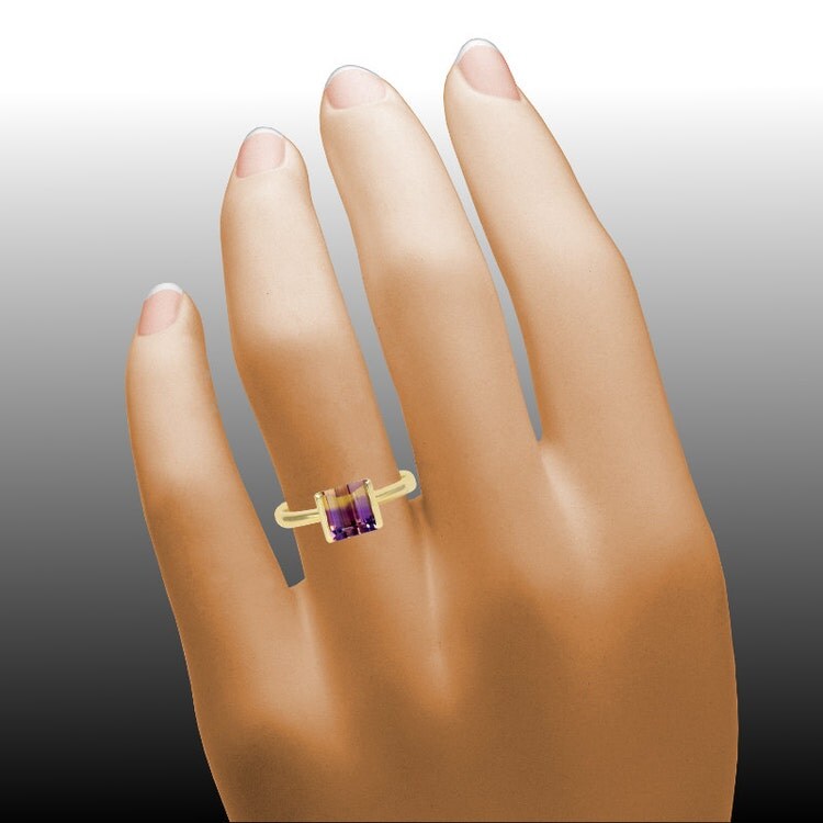 AMETRINE SOLITAIRE RING in 18k Gold Amethyst by PratimaDesign
