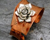 Copper & Silver Rose Cuff Bracelet, Etched Copper Silver Rose Cuff, Anticlastic Bracelet Copper & Silver Rose Cuff Bracelet, Etched Copper Silver Rose Cuff, Anticlastic Bracelet