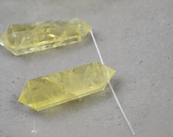 Natural Citrine Point Wand Top Drilled Yellow Citrine Double Points Citrine Crystal Quartz Prism Point Healing Crystal