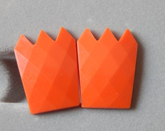 Vintage West Germany Earrings Orange Plastic Clip On Earrings Very Unique!