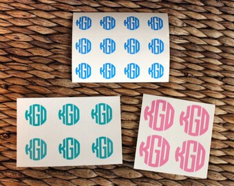 Circle Monogram Decal - Monogram Decal Sheet - Vinyl Decal - Custom Decal - small monogram decal - Phone Decal - .45" .75" 1" Circle Decal