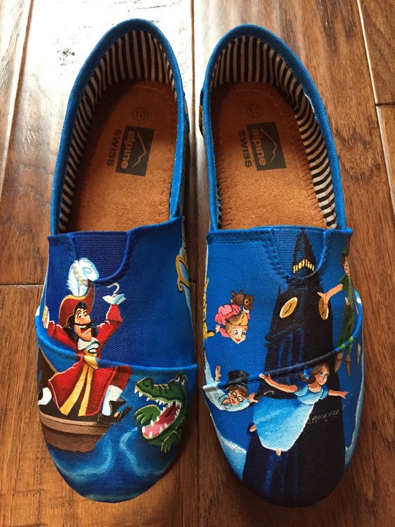Custom Detailed Painted Shoes Peter Pan by PaperPaintScissors