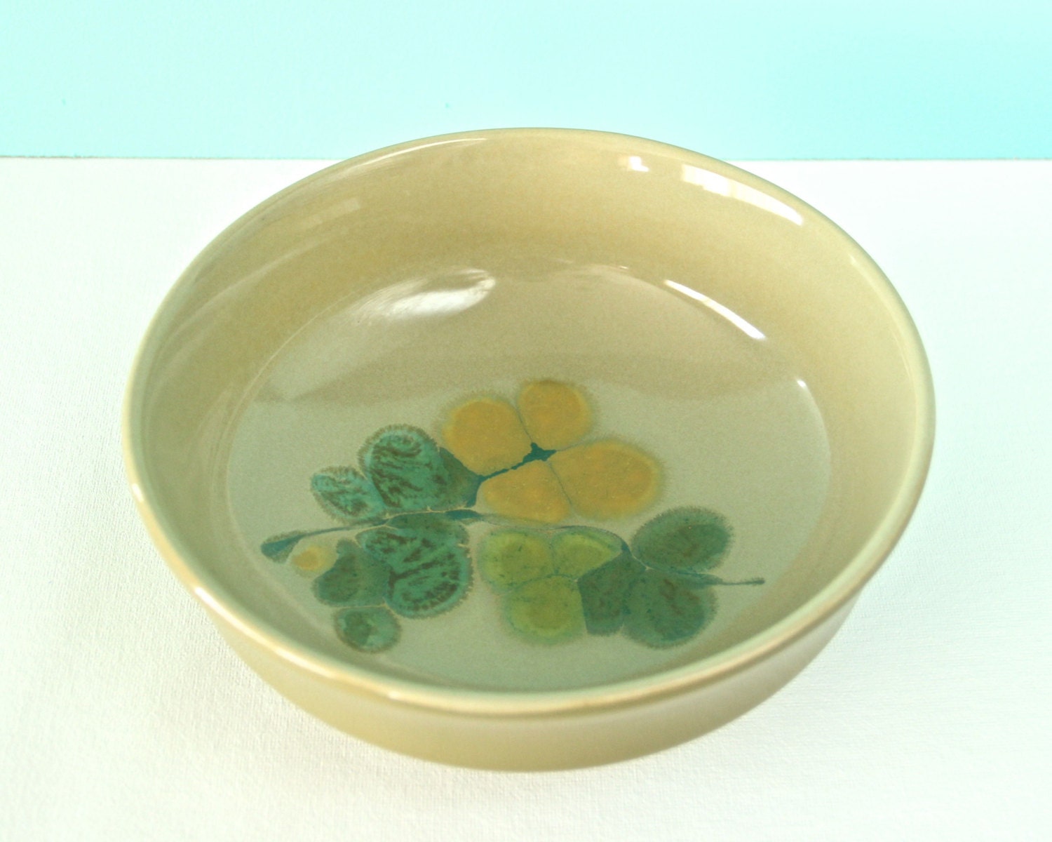 Vintage FRANCISCAN EARTHENWARE Large Bowl Dishes Green Floral