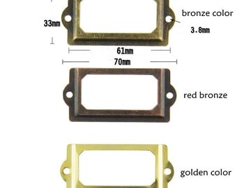 Three color 10 pcs Metal Label Holders, Card Holders, Metal Label Frames with Screws (70MMX33MM)