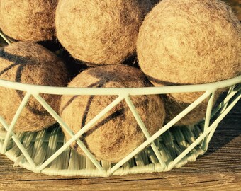 Set of 3-Unscented, Undyed, Handmade, 100% Wool Dryer Balls. Quality Product from the Farm, Eco Friendly!