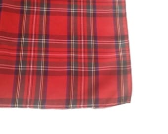 Vintage 1960s Red Plaid Cotton Scarf - 20.5"