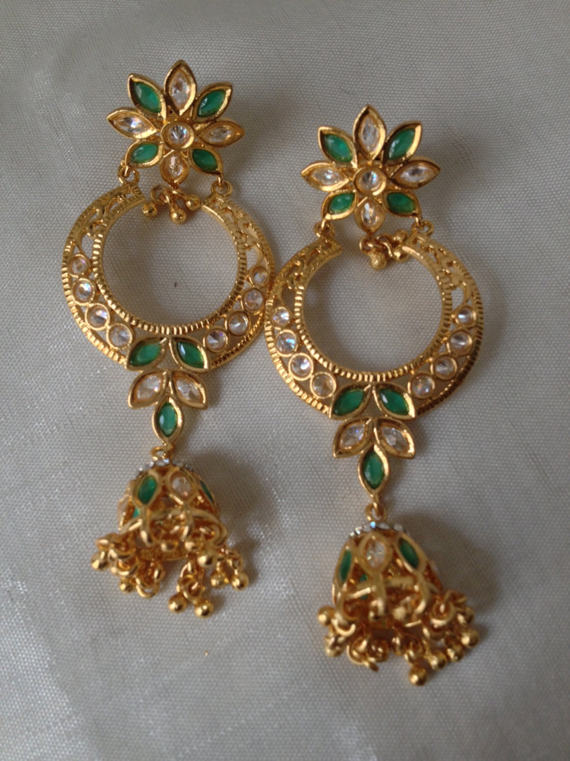 Hyderabadi Chand Bali Statement Earrings Polki Earring