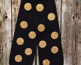 Baby Leg Warmers, Black & Gold Leggings, Black and Gold Polka Dot Leggings, Leg Warmers, Baby Leggings, leg warmers