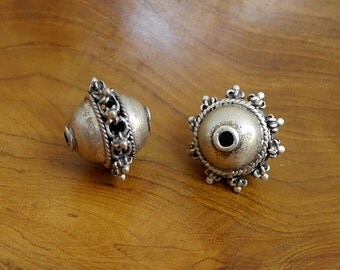 Two Vintage Sterling Silver Yemeni Beads