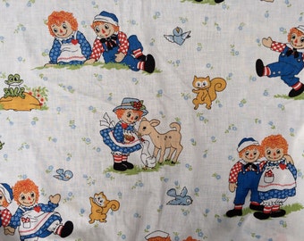 Vintage Fitted Raggedy Ann & Andy Sheet, 1970's