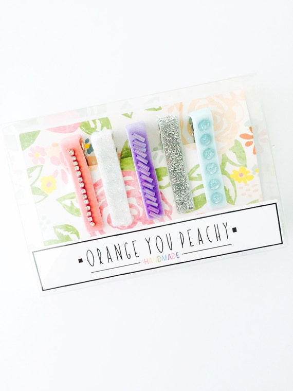 Items similar to Hair Clip Set of 5 Love, Peace, Dream hair clip set