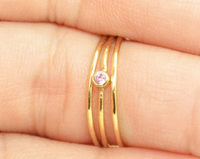 Tiny Pink Tourmaline Ring, Gold Filled Tourmaline Ring, Pink Tourmaline Stacking Ring, Pink Mother Ring, October Birthstone, Tourmaline Ring