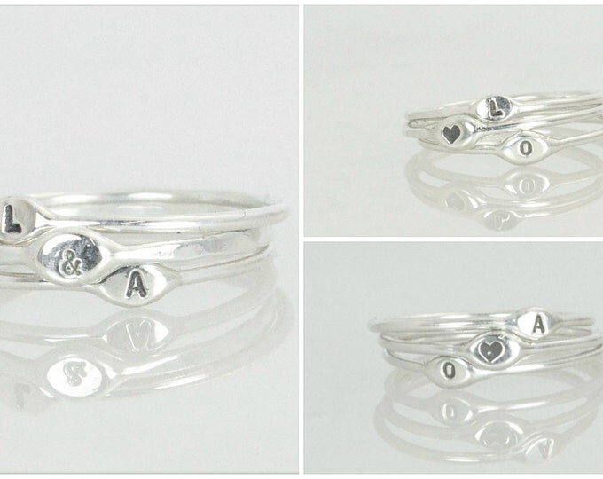 Couples Rings, Gift for Her, Promise Ring, Promise Rings, Initial Rings, Silver Initial Rings, Custom Initial Rings, Dainty Initial Rings