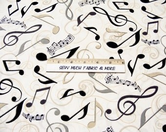 All That Jazz Fabric~Musical~Notes & Scores~Natural~by the yard~Robert Kaufman~cotton~Music