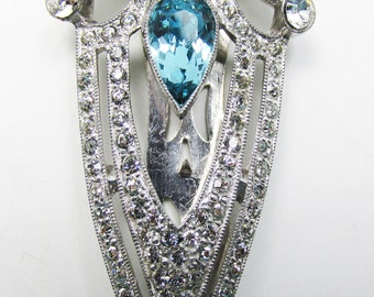 Exceptional Vintage 1930s Art Deco Rhinestone Dress Clip