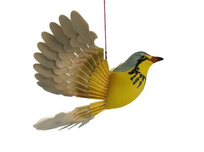 Wooden Fan Bird Carving Canada Warbler Hand Carved by MyFanbirds