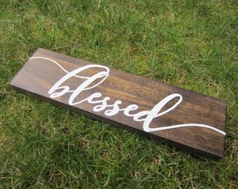 Blessed sign, blessed home decor, rustic wall sign, rustic sign, wood sign, rustic home decor, rustic wall decor, stocking stuffer, mom gift
