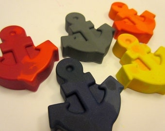 Set of 5 Colorful Anchor Crayons