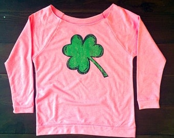 Off The Shoulder. St. Patricks Day. ST PATRICKS DAY. Green Shamrock Shirt. Womens Off The Shoulder.