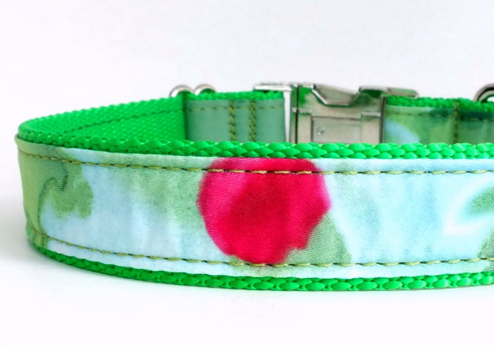 Green and Pink Dog Collar Girly Green Collar Spring Girl Dog