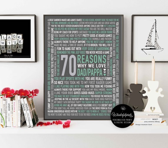 70 REASONS We Love Dad / 70th Birthday Gift / For HIM / For