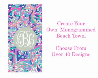 Monogrammed Lilly Pulitzer Inspired Beach Towel