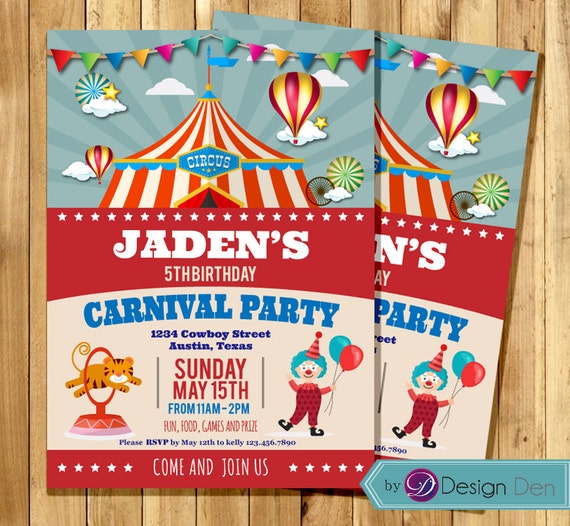 Carnival party Invitation/Circus Birthday party
