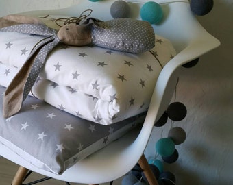 Grey Baby bedding Set - Baby Duvet Cover - Star Toddler Duvet - Toddler Bedding - Neutral bedding set - Nursery Bedding - Baby Shower Gift