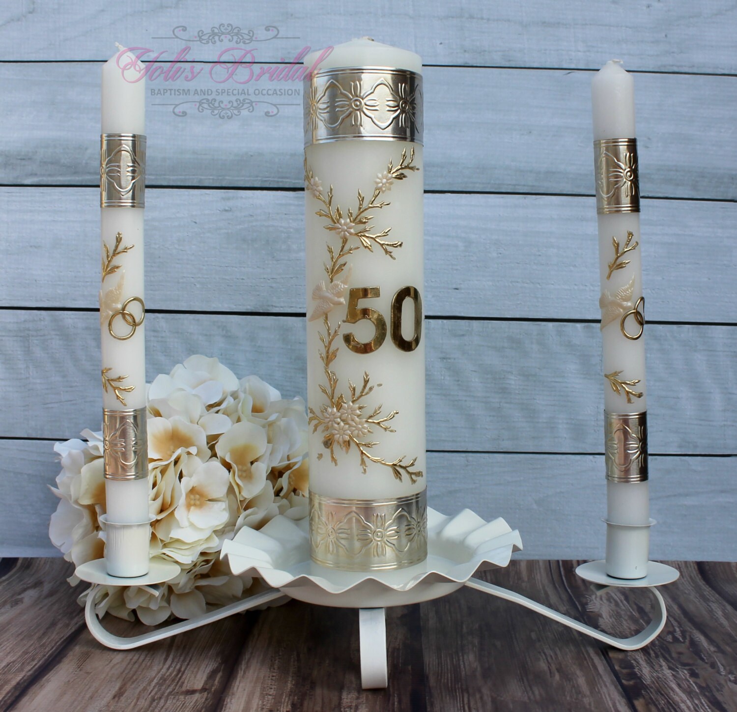 50th Anniversary Unity Candle Set 50th Anniversary Unity