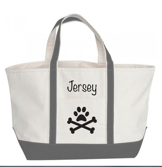 Dog Tote Bag Personalized Tote Dog Travel Bag by PawAndCrossbones