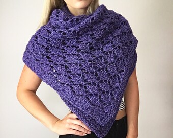READY TO SHIP: Merino Cotton Blend Shawl // Merino Wrap //  Merino Scarf // Triangle Scarf // Chunky Merino Scarf