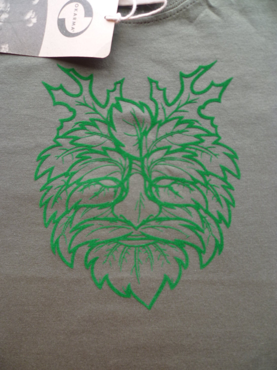 TShirt Green Man Leaf TShirt Organic Cotton Nature Tee TShirt