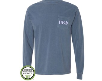Pi Beta Phi Comfort Colors LONG Sleeve Pocket Tee, Greek gift, Sorority gift, Big and Little, Pi Beta Phi, Pi Phi