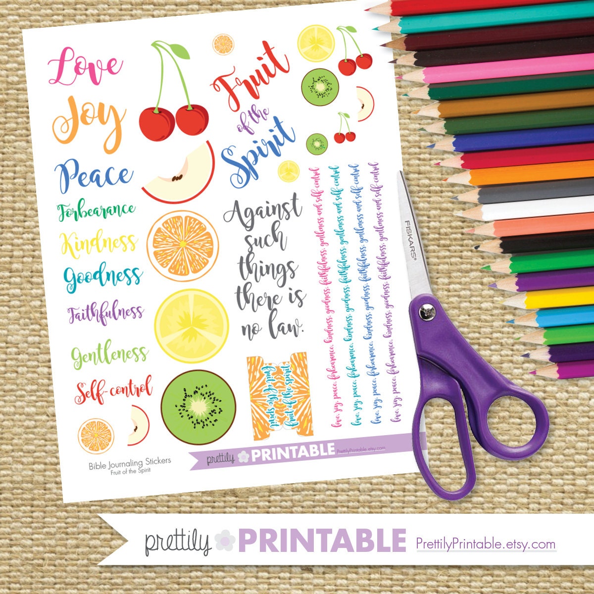 Bible Journaling Stickers Printable Fruit of the Spirit