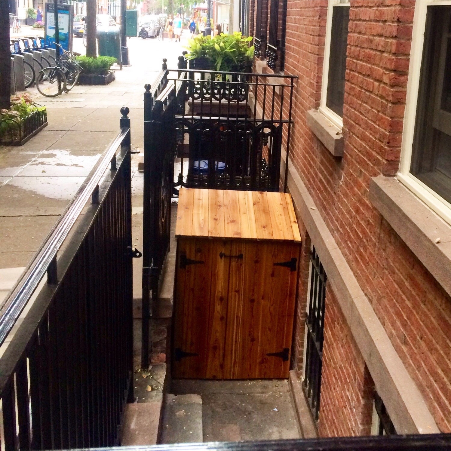 Custom Cedar Garbage Can Storage Trash Enclosure by WoodByElana