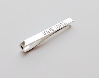Personalized Roman Numeral Tie Clip,Anniversary Day Tie Clip,Personalized Birthday Tie Clip,Skinny Tie Clip,Groomsmen Tie Clip,Tie Pin