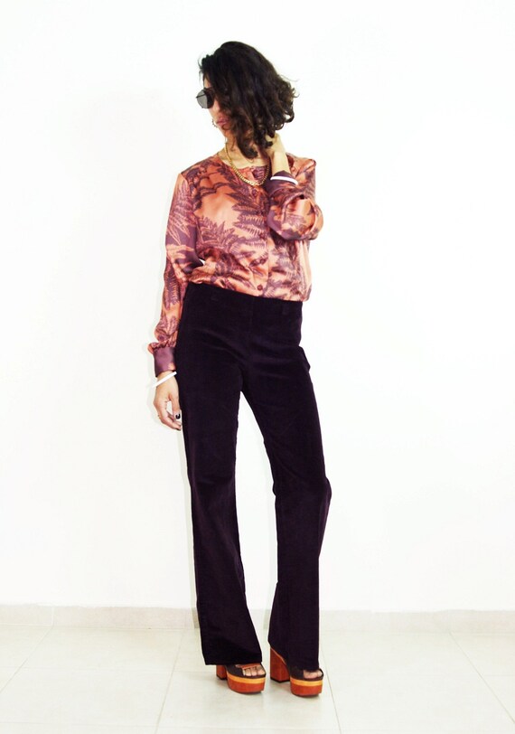 purple corduroy flare pants