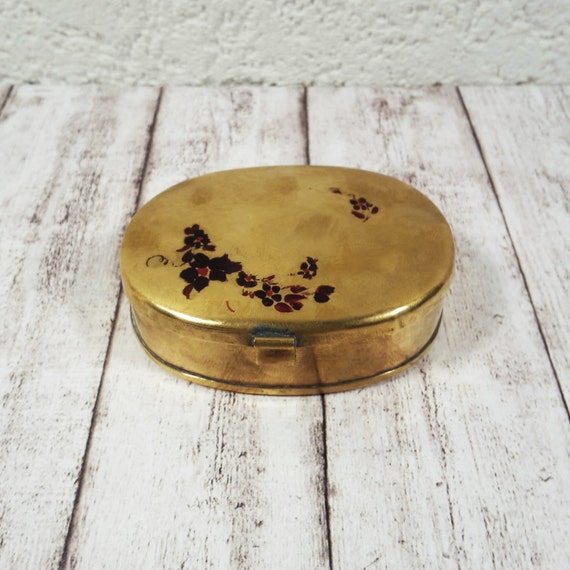 Vintage Brass Pill Box // Snuff Box // Trinket Box with Hinged