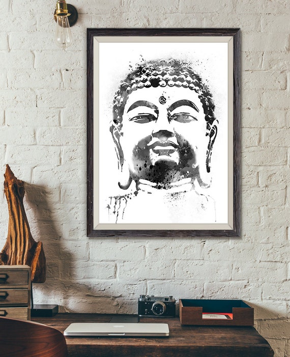 Buddha Black and White Print N2 Buddha Watercolor Print Wall