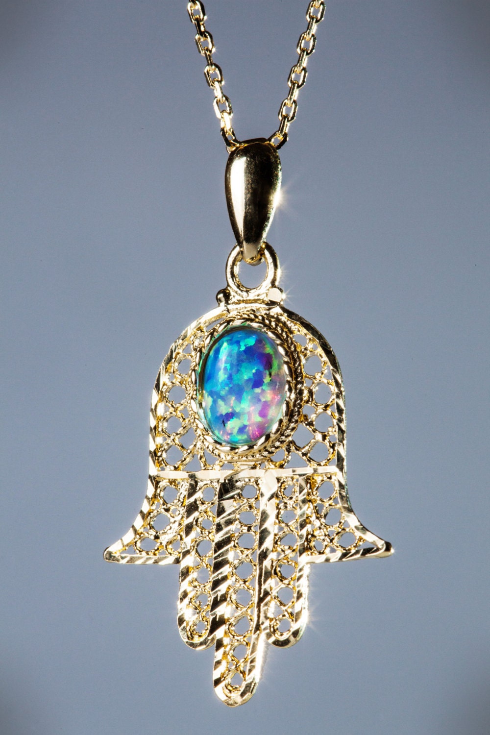 Hamsa Necklace 14K Gold Hamsa Hand Symbolic Spiritual jewelry