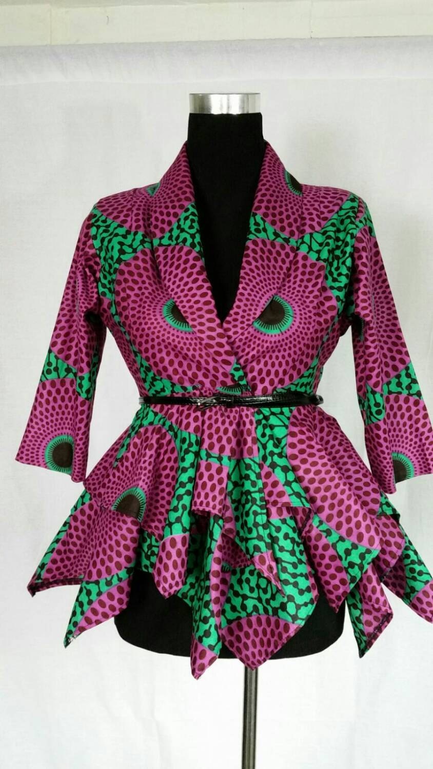 Women African print blazer peplum top African fashion Ankara