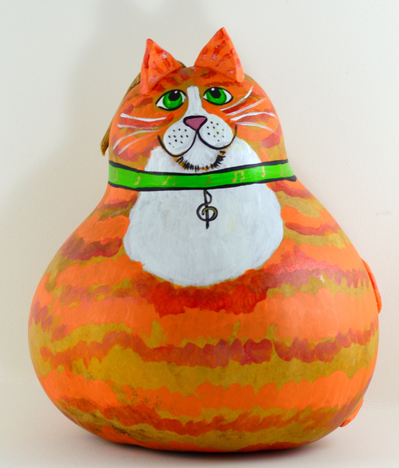 Gourd Cat Orange Tabby with Musical note collar custom cat