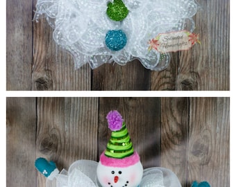 Light up Snowman Wreath, Whimsical Snowman Wreath, Snowman Winter Wreath, Snowball Wreath, Christmas Mesh Wreath, Snowman Decor