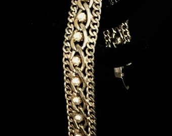 Vintage 60's Gold and Pearl Bracelet VG2309