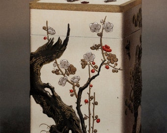1884 original print - Boite japonaise laqué Sakura - Japanese lacquered box with Sakura - Extremely rare - Thiers au Louvre