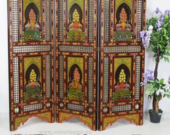 orient vintage wooden Screen room divider partition double-sided from Morocco