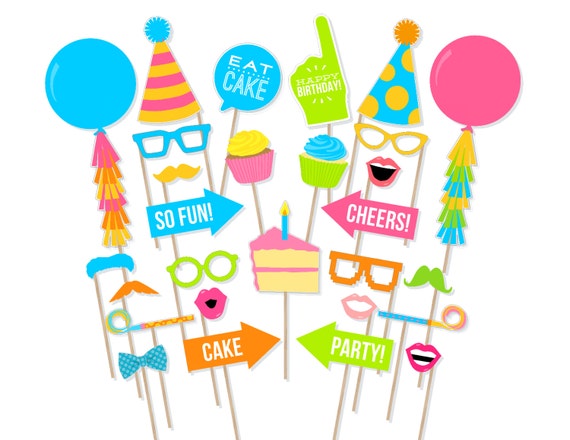 Printable Birthday Photo Booth Props Printable Birthday