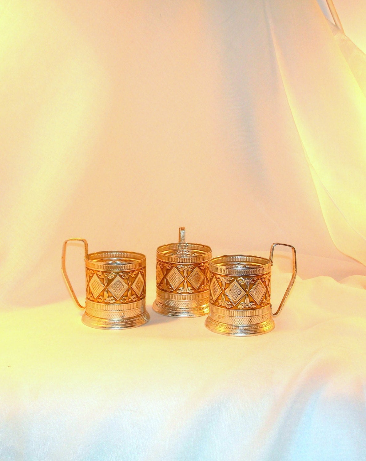 vintage Glass Holder metal glass holders with silver cup