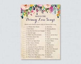 Disney Love Songs Boho Bridal Shower Game Printable Bohemian