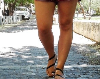 Leather Greek Sandal, Handcrafted Leather Sandal, Black Leather Sandal, Womens Sandals, Flat Sandals,Summer Shoes